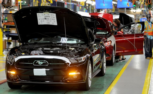 Assembly Line Present of Next Yearâ€™s Ford Mustang