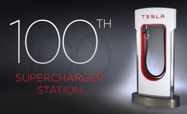 An Even Hundred of Tesla Superchargers
