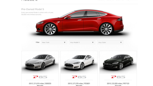 Tesla sells Pre-Owned Sedans Online