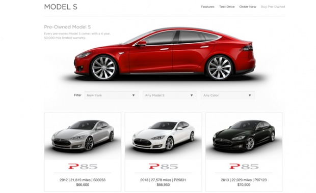 Tesla sells Pre-Owned Sedans Online