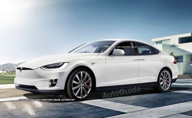 Rendering of the Tesla Model 3