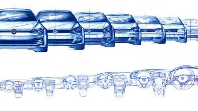 The evolution of the Volkswagen Golf model shown on the video