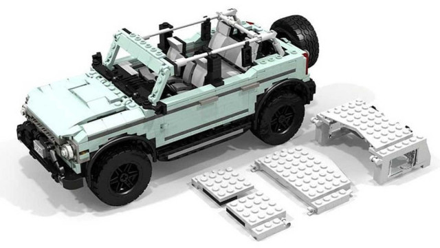 A replica of the Ford Bronco SUV from Lego