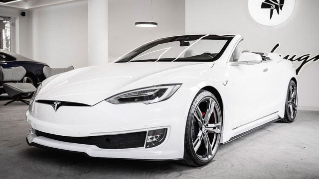 Tesla Model S turned into a convertible