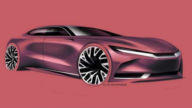 General Motors showed a drawing of a new sedan