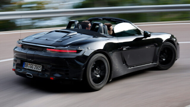 Electric Porsche Boxster prototype tested on track at Weissach facility